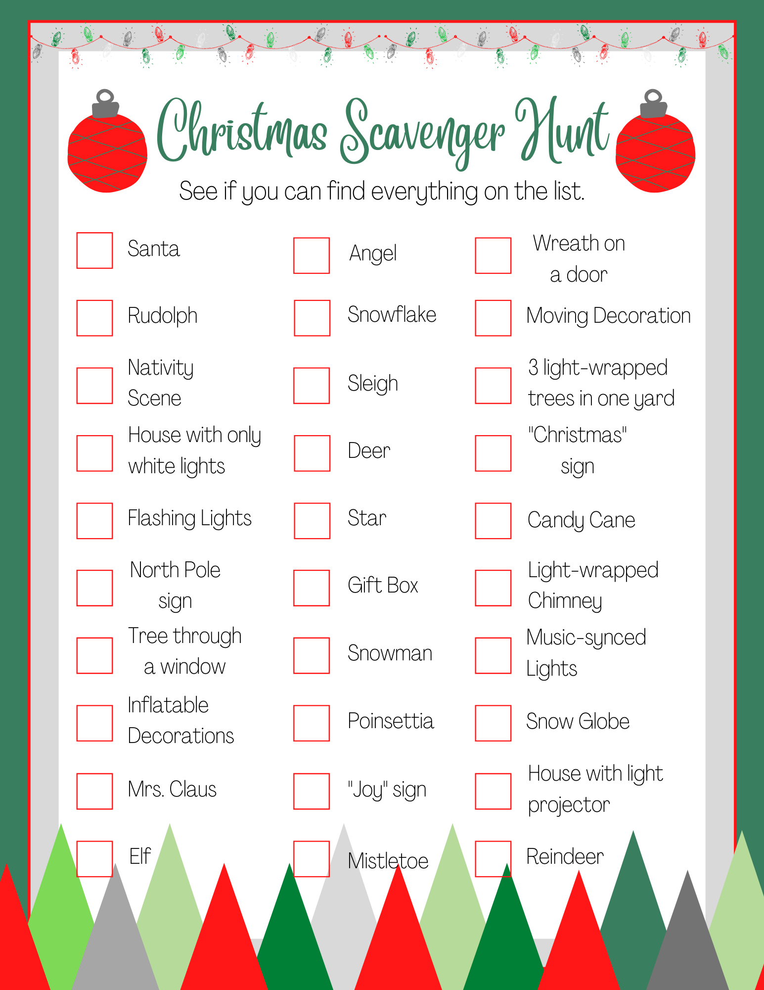 Christmas Lights Scavenger Hunt - Life As A Leo Wife throughout Christmas Light Scavenger Hunt List Printable