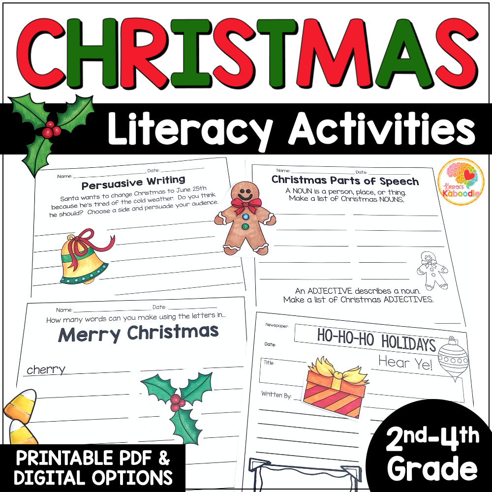 Christmas Literacy Activities: No-Prep Language Arts Worksheets pertaining to Christmas Ela Worksheets