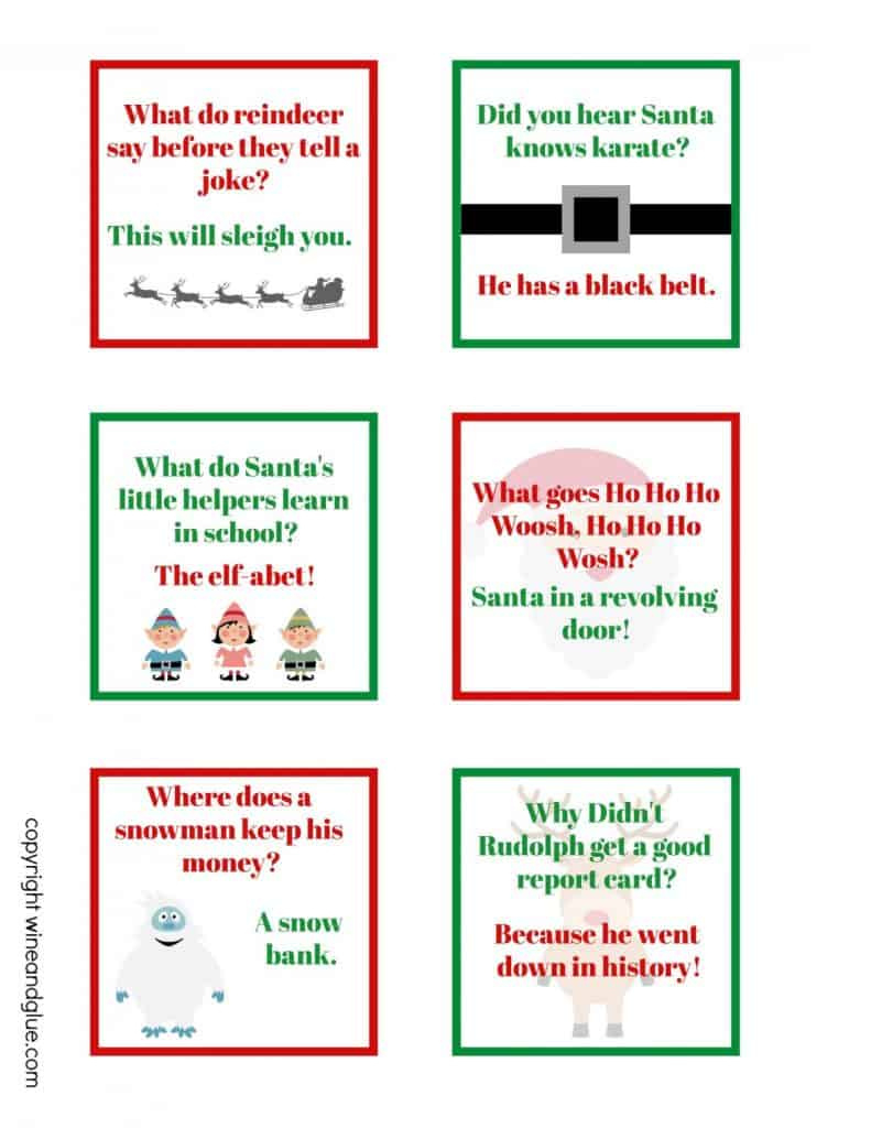 Christmas Lunch Box Jokes (Free Printable) - Wine &amp;amp; Glue with Christmas Jokes Kid-Friendly Printable