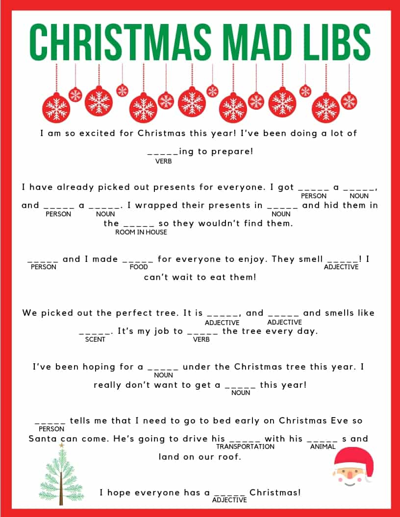 Christmas Mad Libs - Jac Of All Things for Christmas Mad Libs For Kids Printable