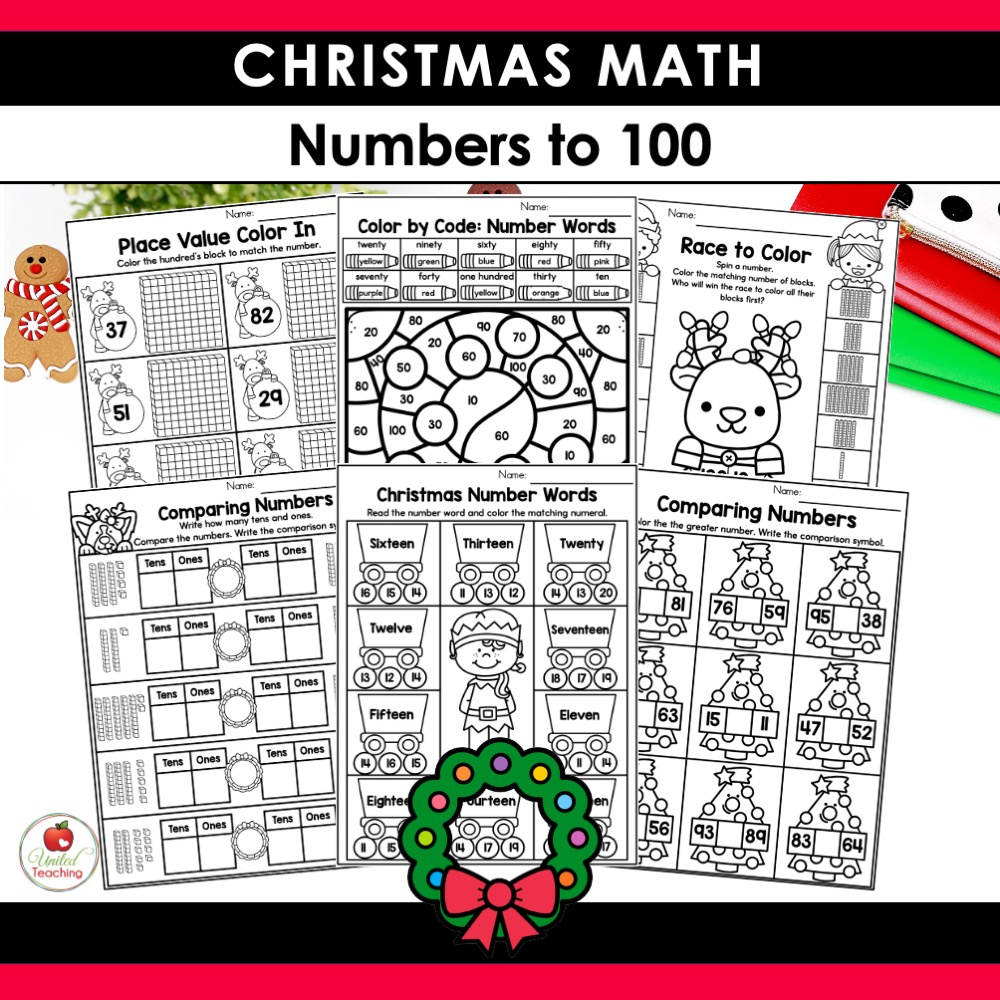 Christmas Math Activities 1St Grade Packet - United Teaching regarding Christmas Place Value Worksheets