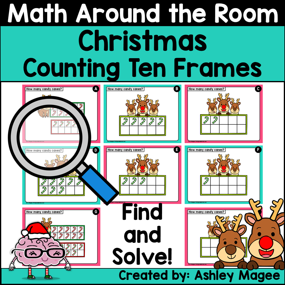Christmas Math Around The Room Ten Frames Printable Task Card pertaining to Christmas Ten Frame Printable