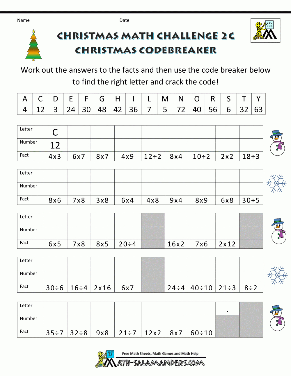 Christmas Math Worksheets (Harder) - Worksheets Library with regard to Christmas Worksheets 6Th Grade