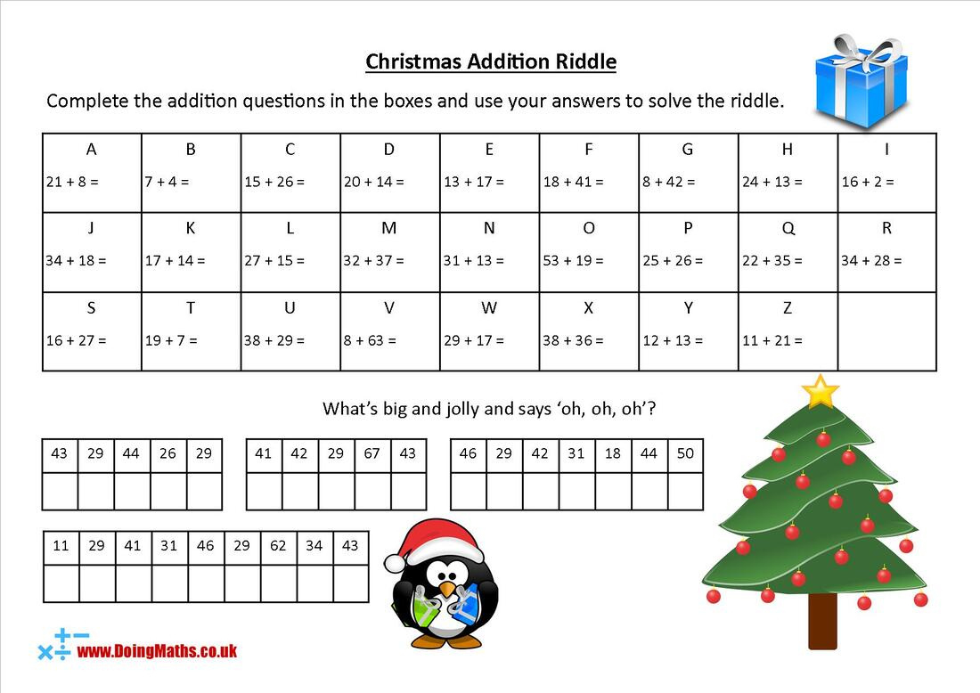 Christmas Maths Activities intended for Christmas Equations Worksheet