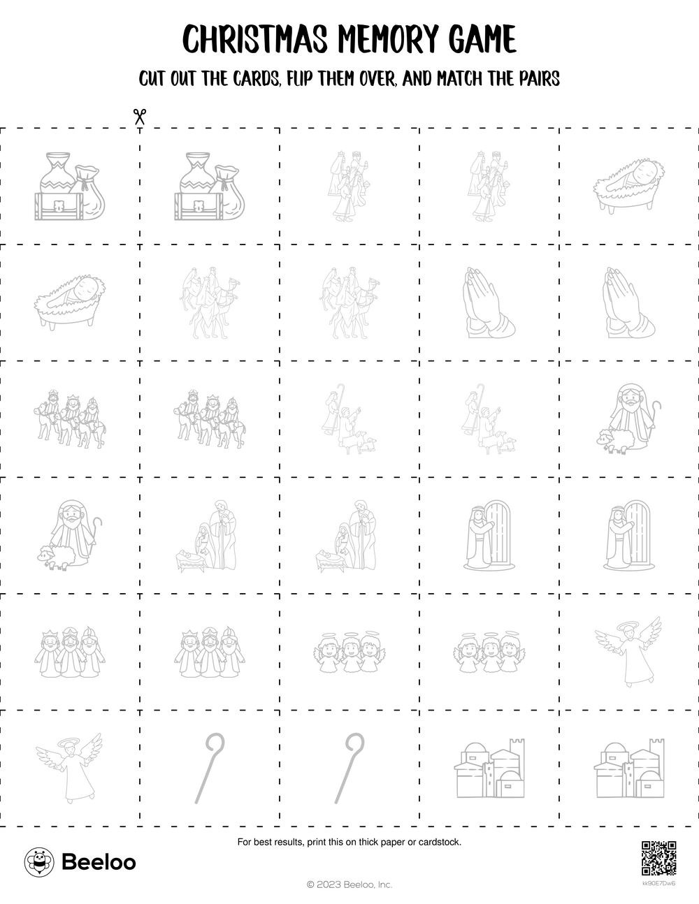 Christmas Memory Game • Beeloo Printable Crafts And Activities For throughout Christmas Memory Game Printable Black and White