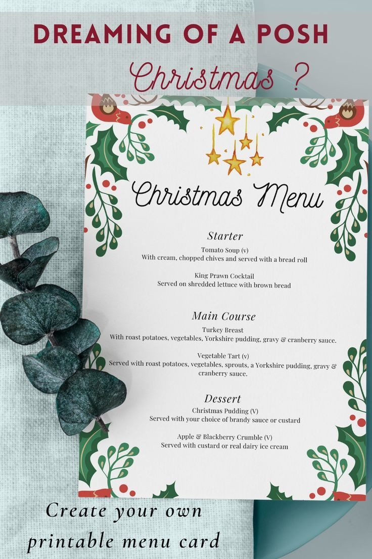 Christmas Menu Template A4 | Christmas Menu Printable | Christmas within Christmas Menu Card Free Printable