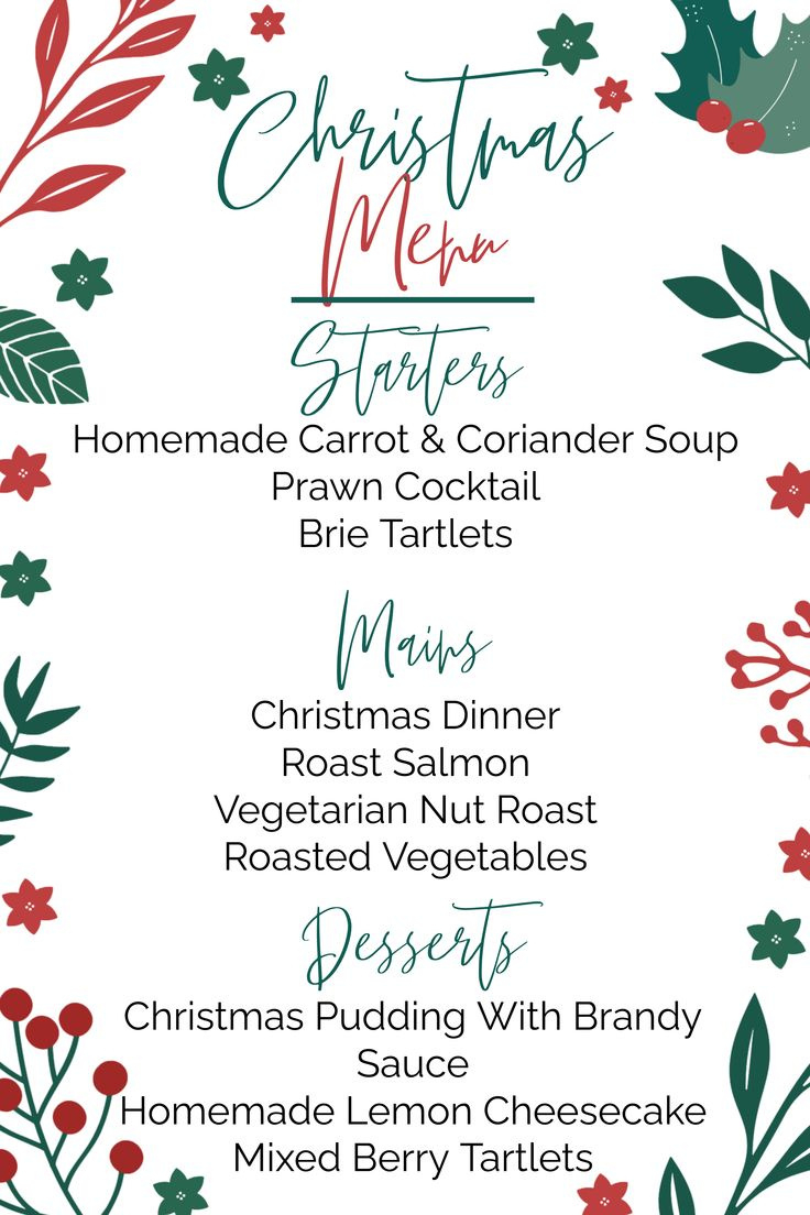 Christmas Menu Template Printable in Christmas Menu Template Printable