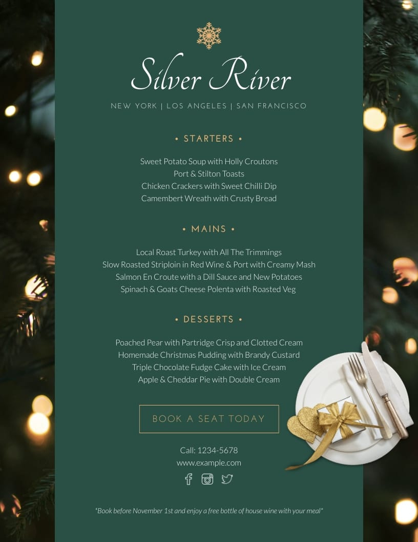 Christmas Menu Template | Visme regarding Christmas Menu Card Free Printable