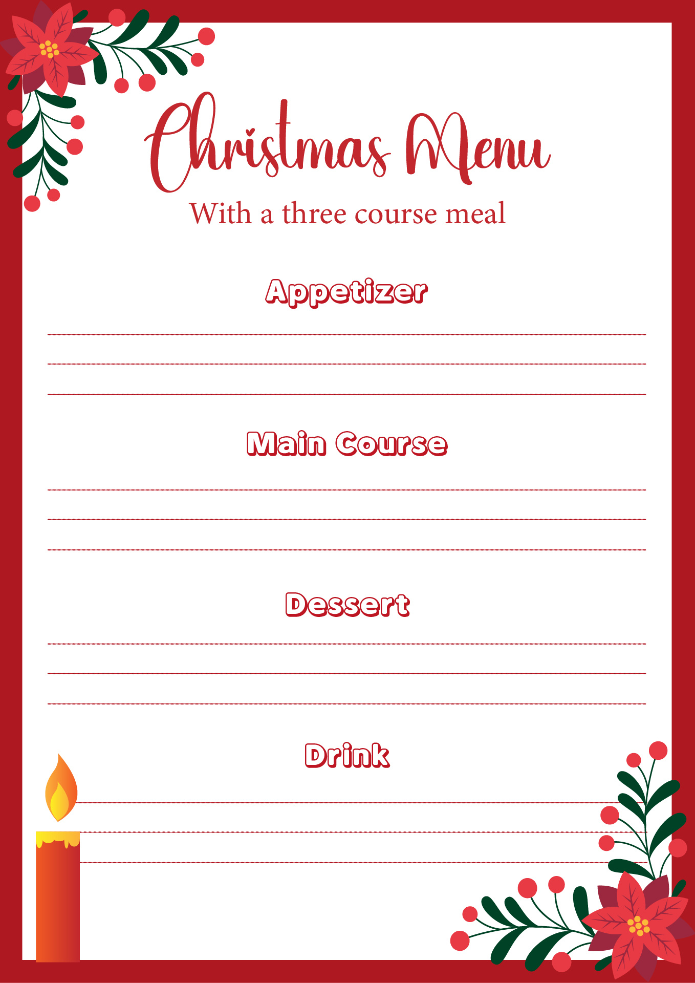 Christmas Menu Templates - 12 Free Pdf Printables | Printablee with regard to Free Printable Blank Christmas Menu Template