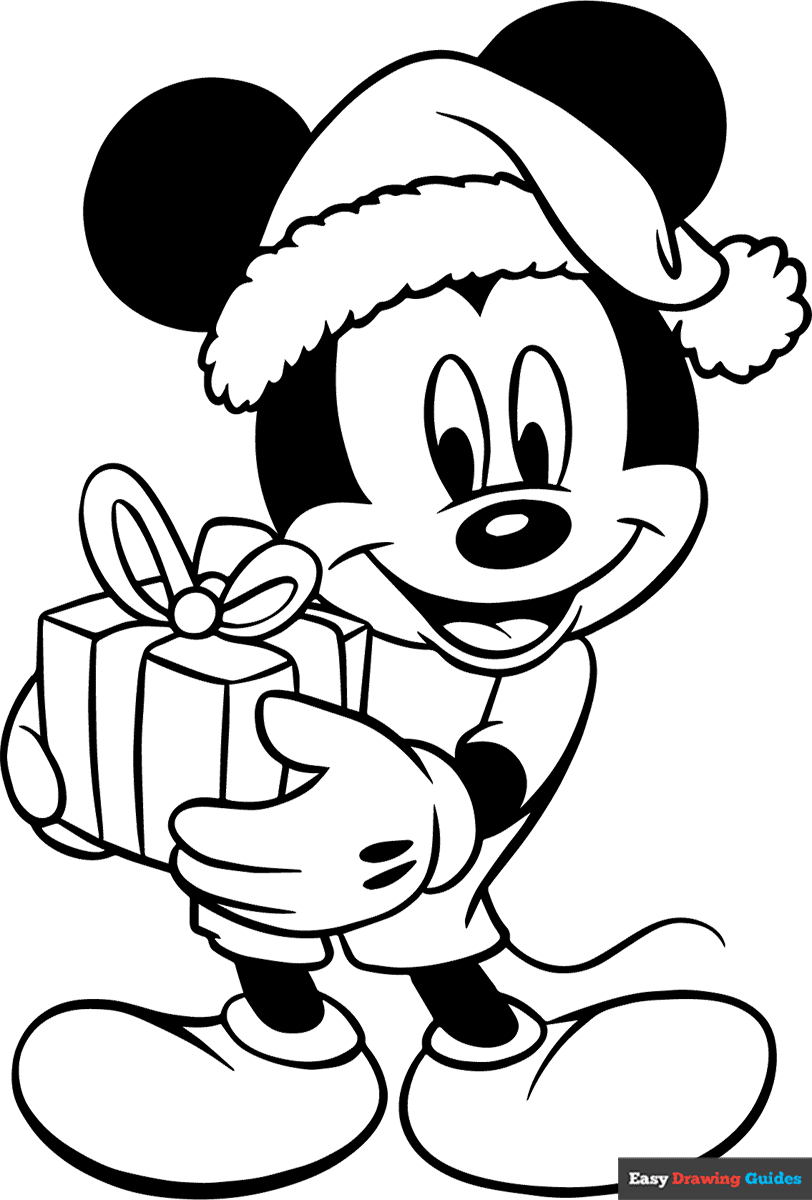 Christmas Mickey Mouse Coloring Page | Easy Drawing Guides intended for Printable Mickey Mouse Christmas