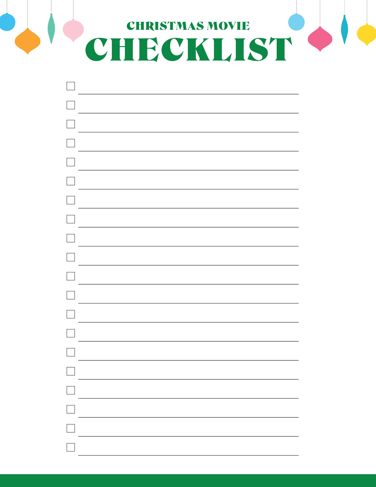 Christmas Movie Checklist Printable - The Crafted Life regarding Christmas Checklist Printable