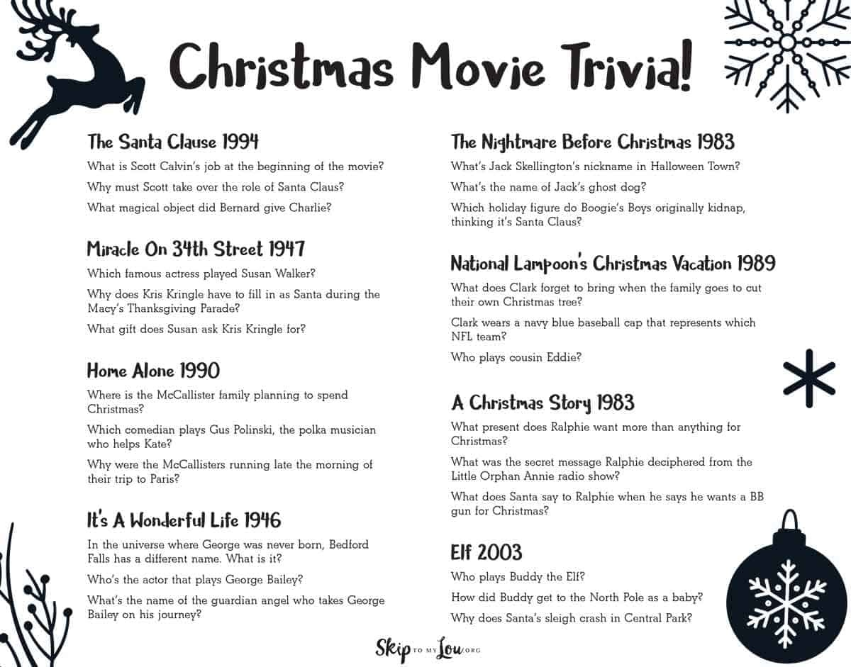 Christmas Movie Trivia Game | Skip To My Lou inside Christmas Movies Trivia Printable