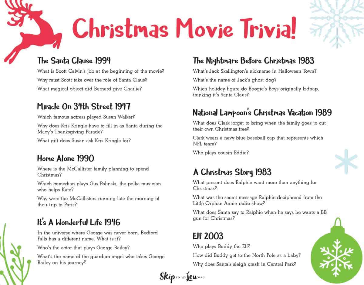 Christmas Movie Trivia Game | Skip To My Lou regarding Christmas Movie Trivia with Answers Printable