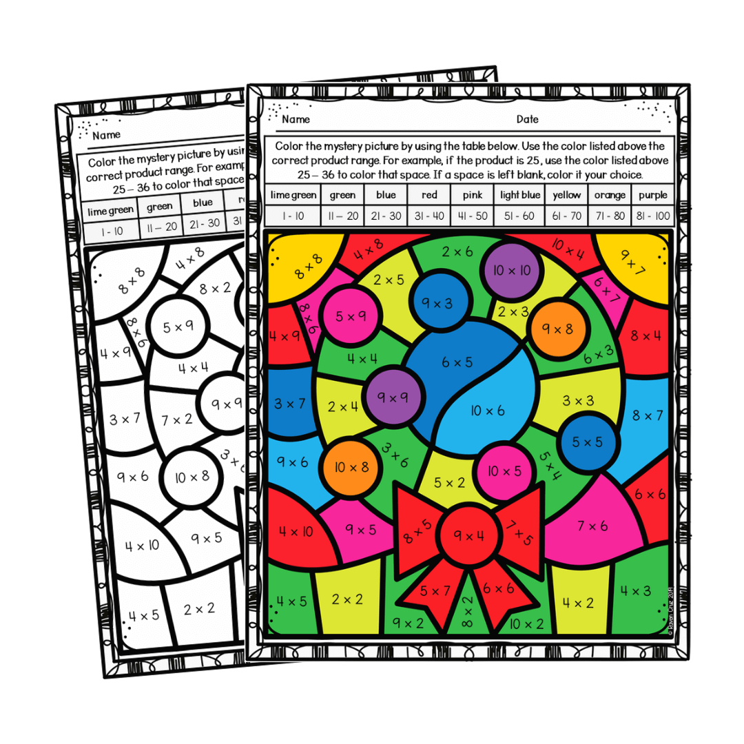 Christmas Multiplication Colornumber Worksheets - Raven Cruz pertaining to Color By Number Multiplication Christmas Worksheet