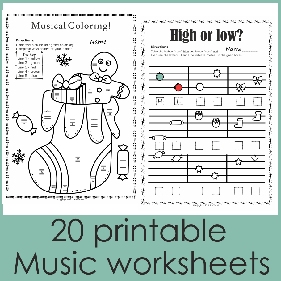 Christmas Music Worksheets {Lines-Spaces, High-Low} with regard to Music Theory Christmas Worksheets