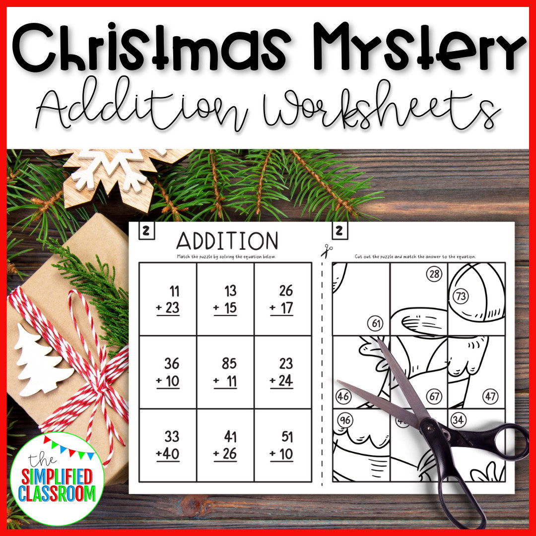 Christmas Mystery Addition Worksheets - The Simplified Classroom regarding Christmas Mystery Worksheets
