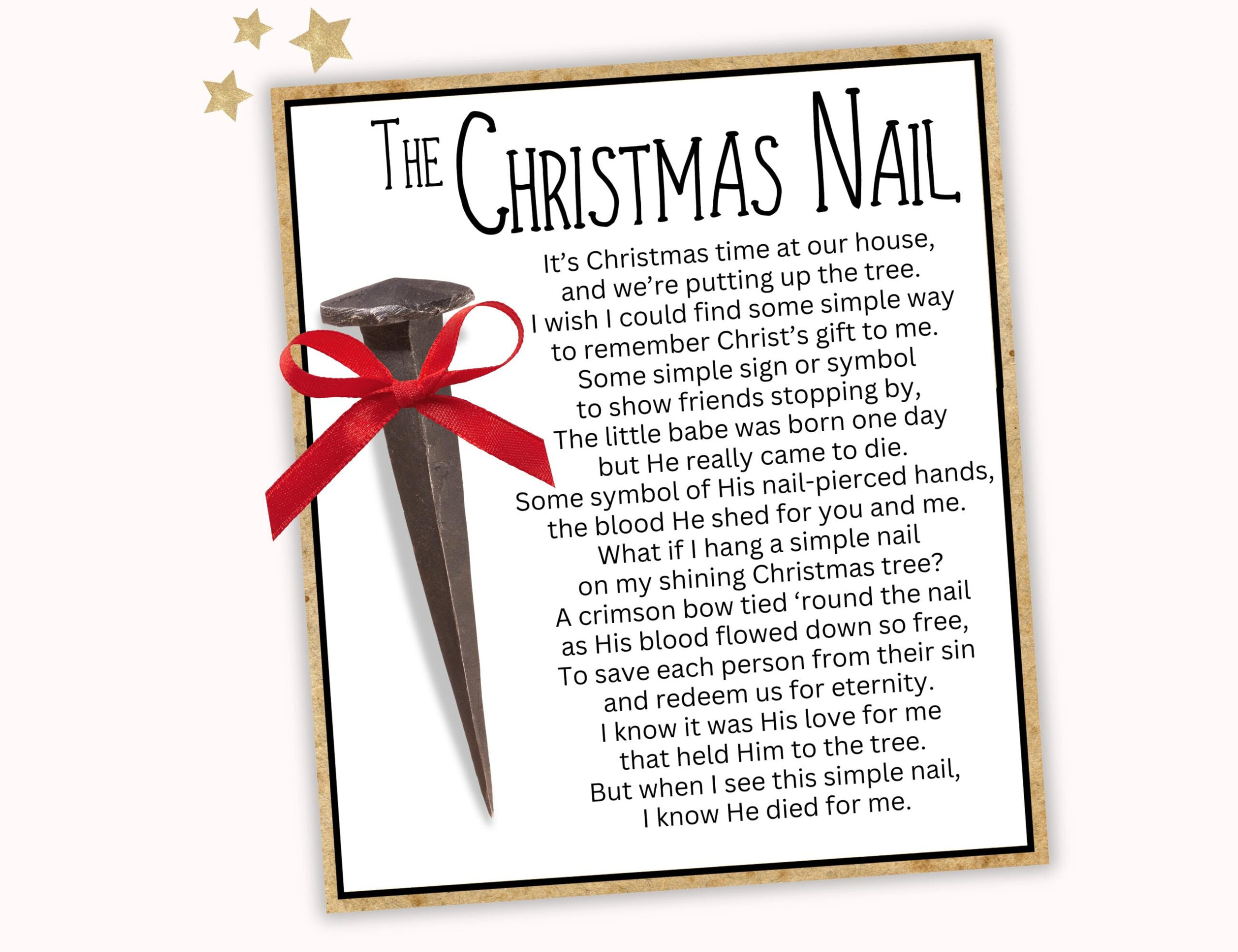 Christmas Nail, Christmas Nail Ornament Card, Christmas Church for Christmas Nail Poem Printable