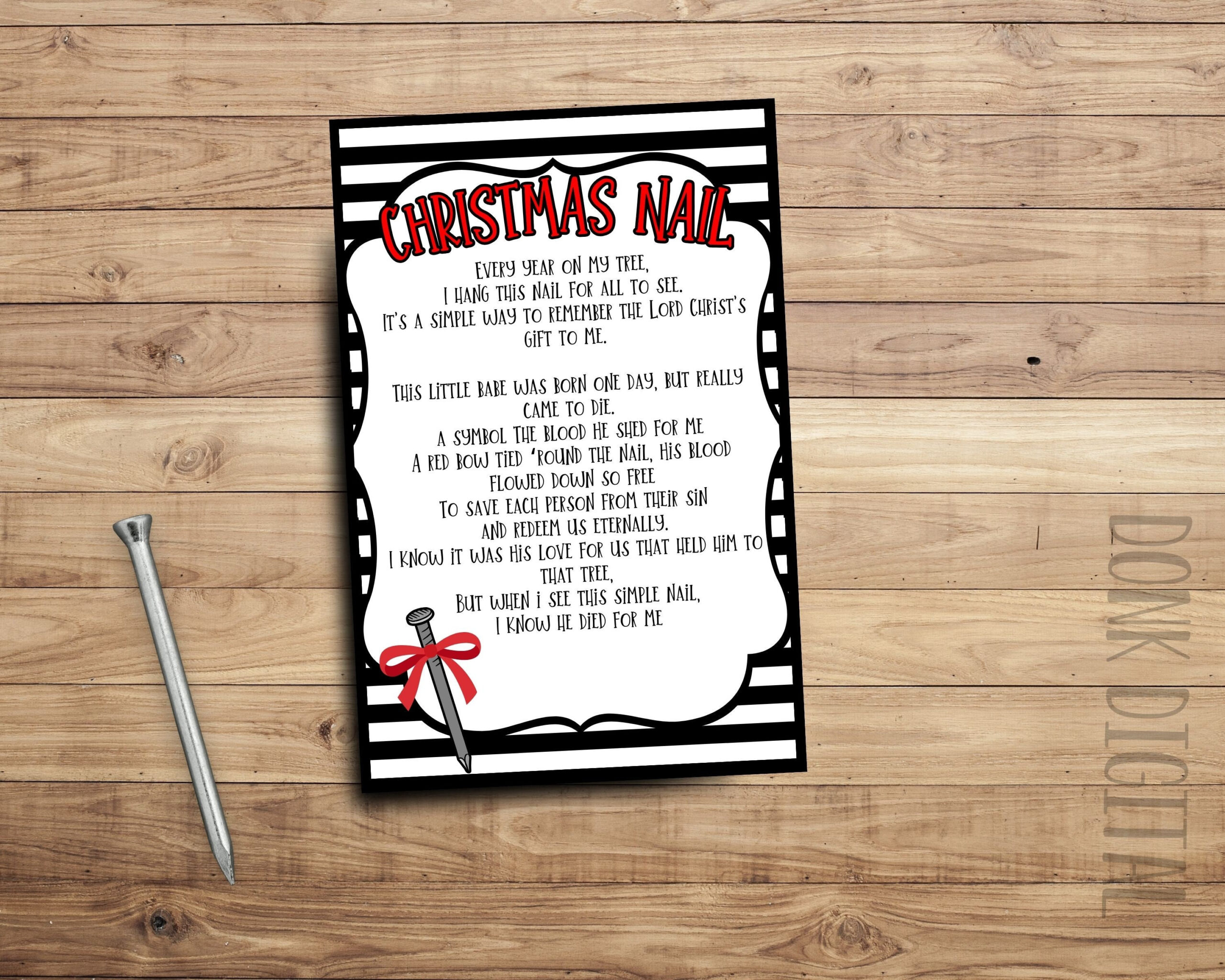 Christmas Nail Poem Printable Tags: Sunday School Gift (Pdf regarding Christmas Nail Ornament Poem Printable
