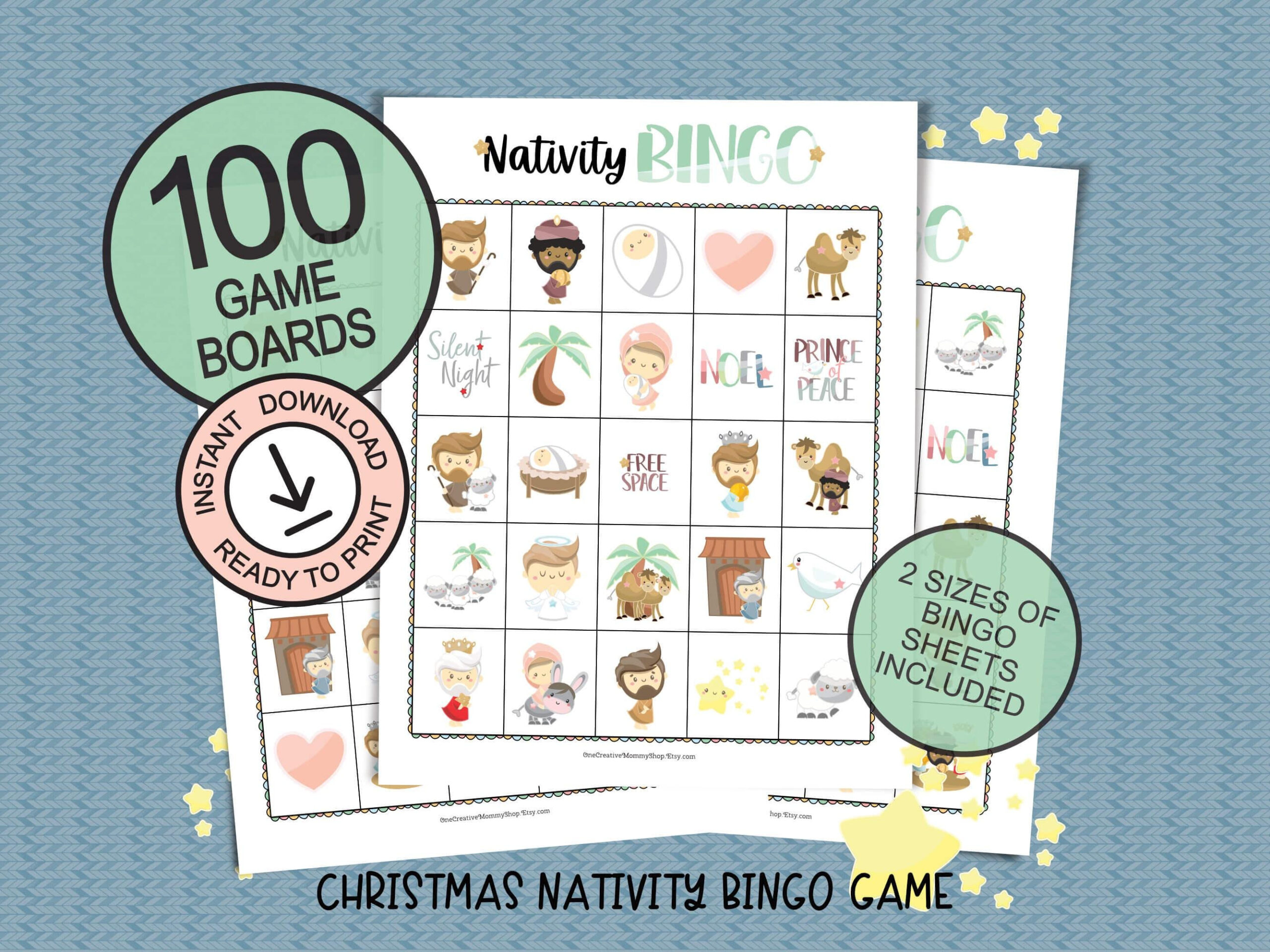 Christmas Nativity Bingo Game For 100 Players; Printable Game intended for Christmas Nativity Bingo Printable