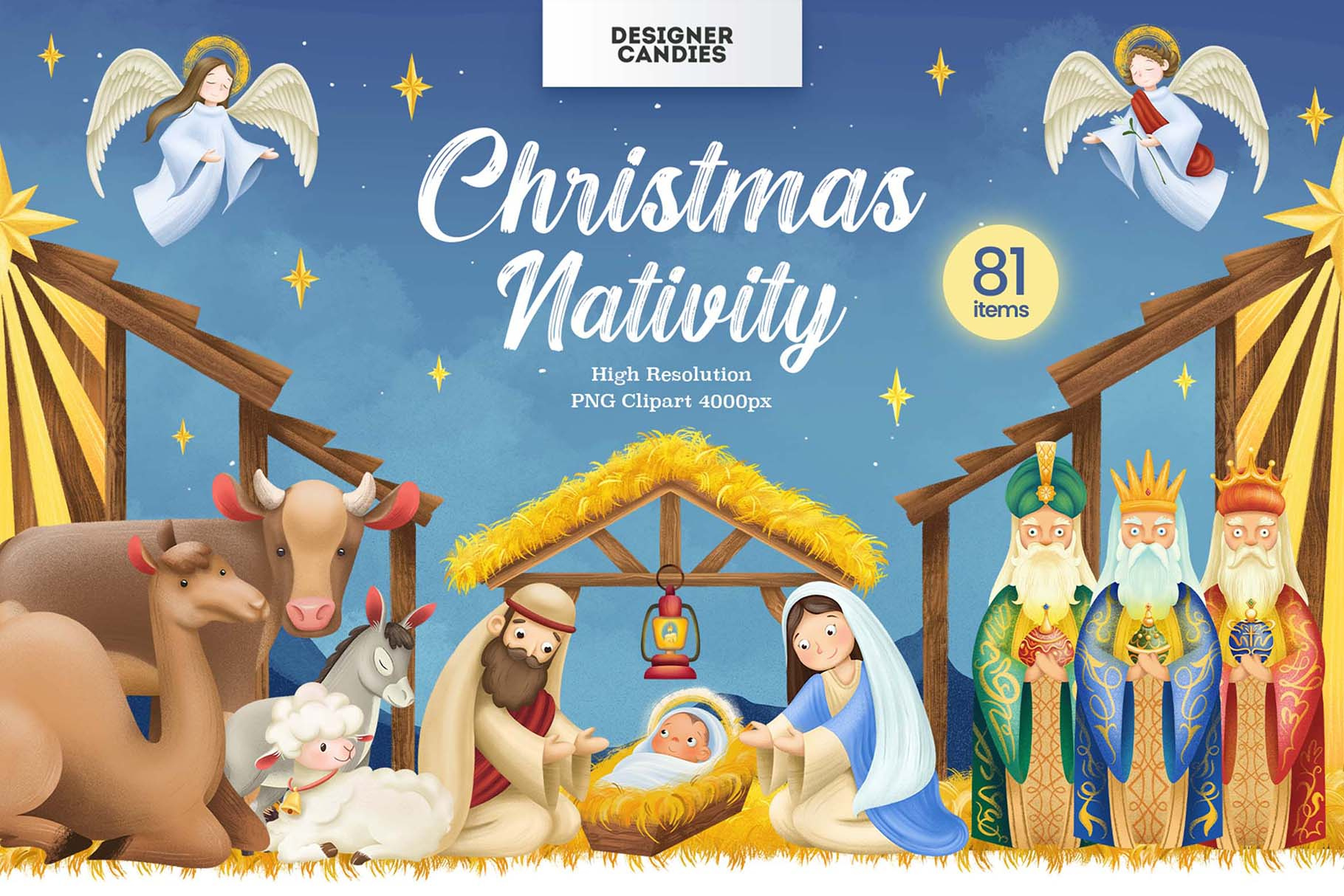 Christmas Nativity Clipart Illustrations - Designercandies intended for Free Printable Religious Christmas Clipart