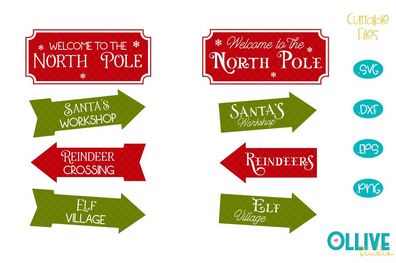 Christmas North Pole Signs Svg Bundle regarding North Pole Sign Template Printable