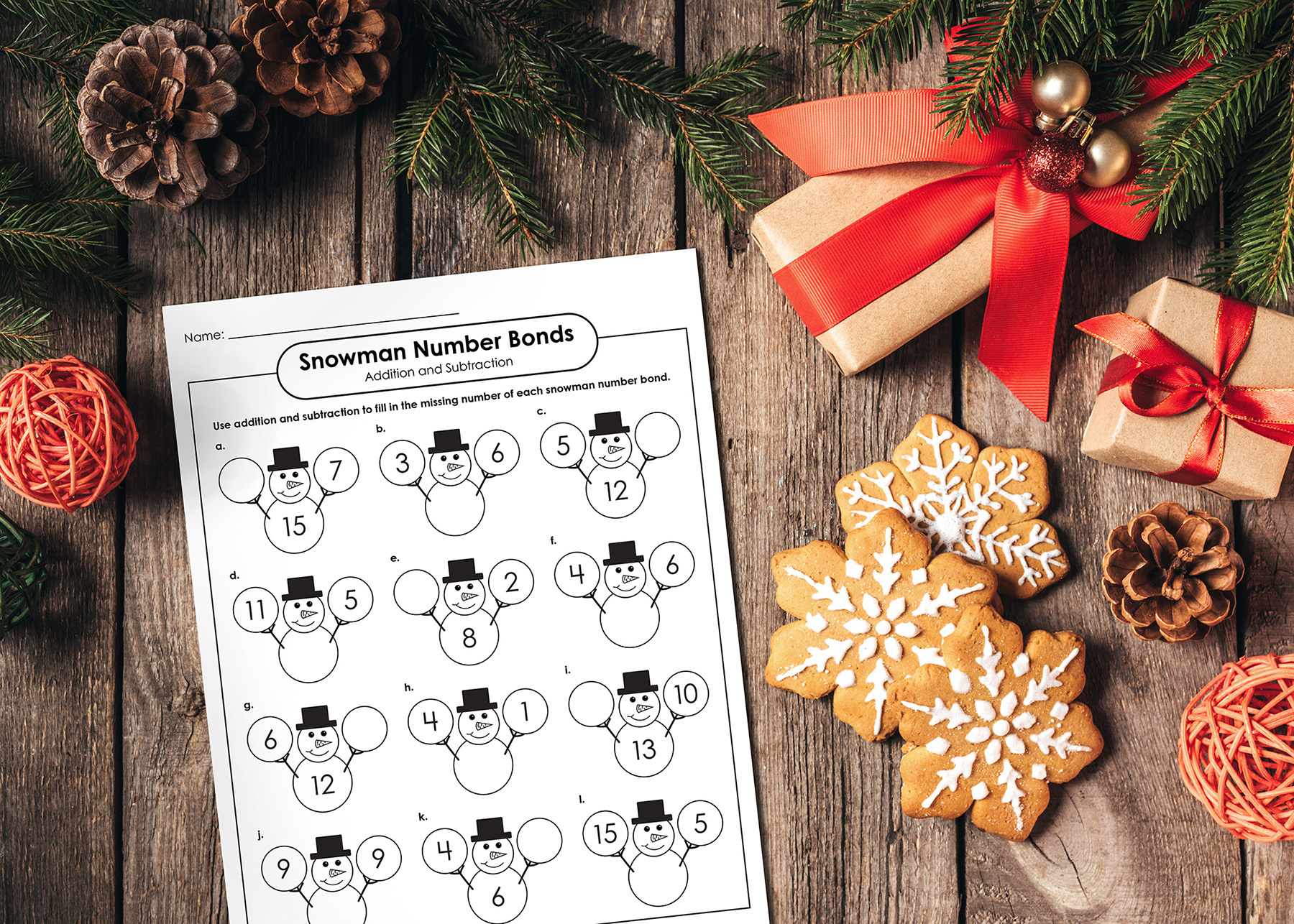 Christmas Number Bonds for Build and Count Christmas Printable
