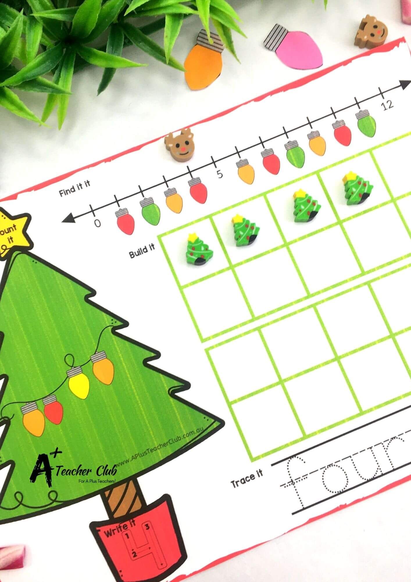 Christmas Number Sense Activities 0-20 - A Plus Teacher Club in Build And Count Christmas Printable