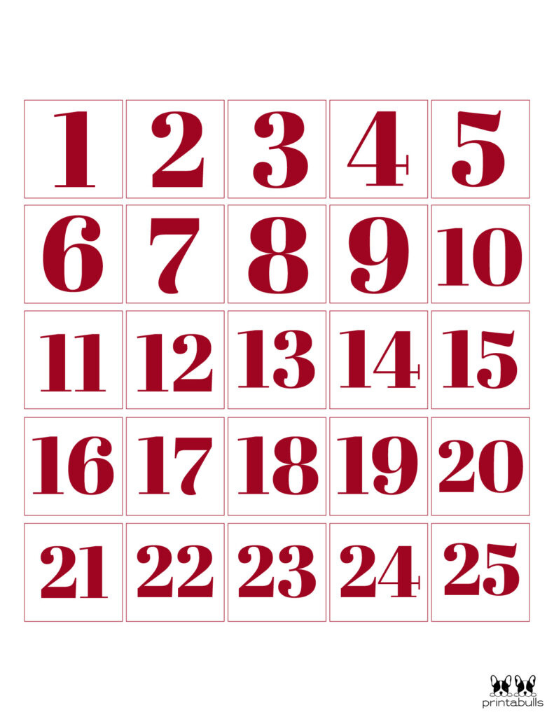 Christmas Numbers | Printabulls with Christmas Numbers Printable 1-25