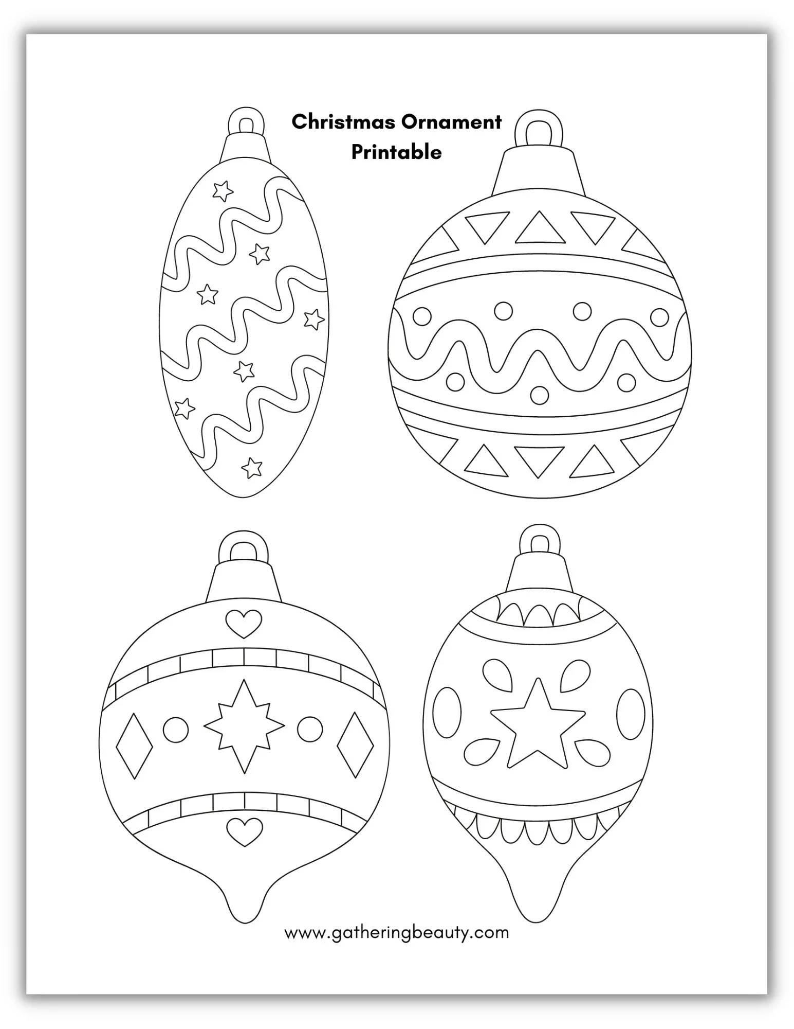Christmas Ornament Printable — Gathering Beauty within Ornament Coloring Pages Printable