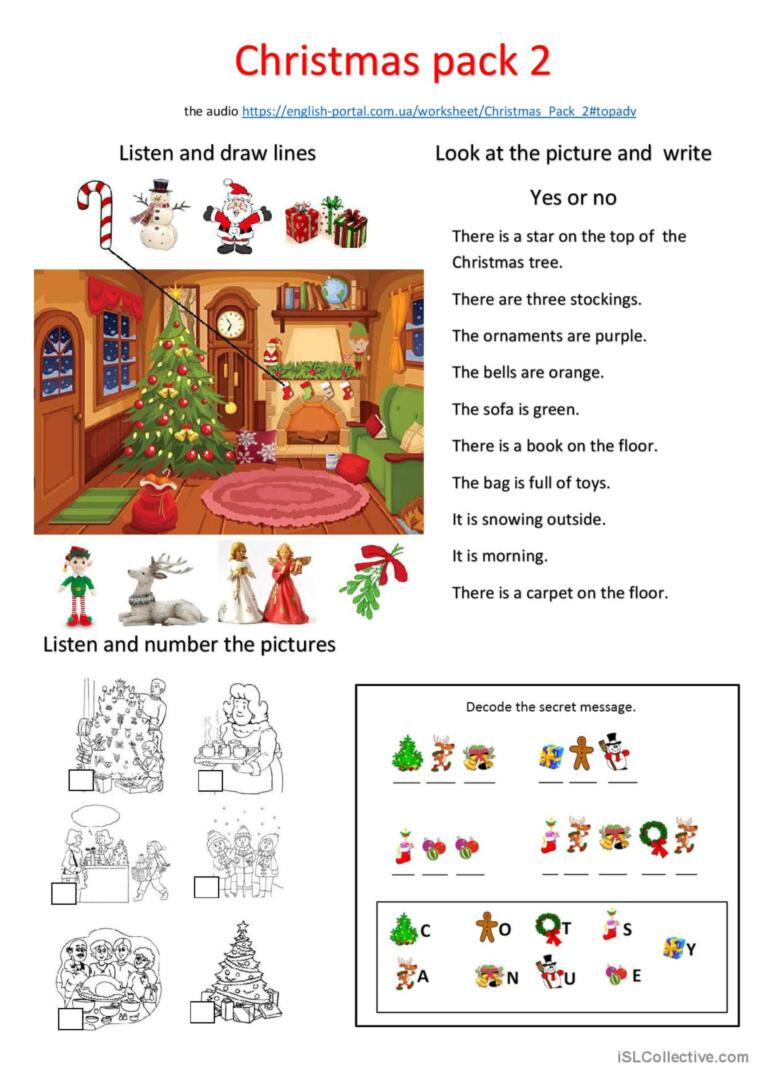 Christmas Pack: Esl Listening, Readiā¦: English Esl Worksheets Pdf intended for Christmas Worksheets For Esl Students