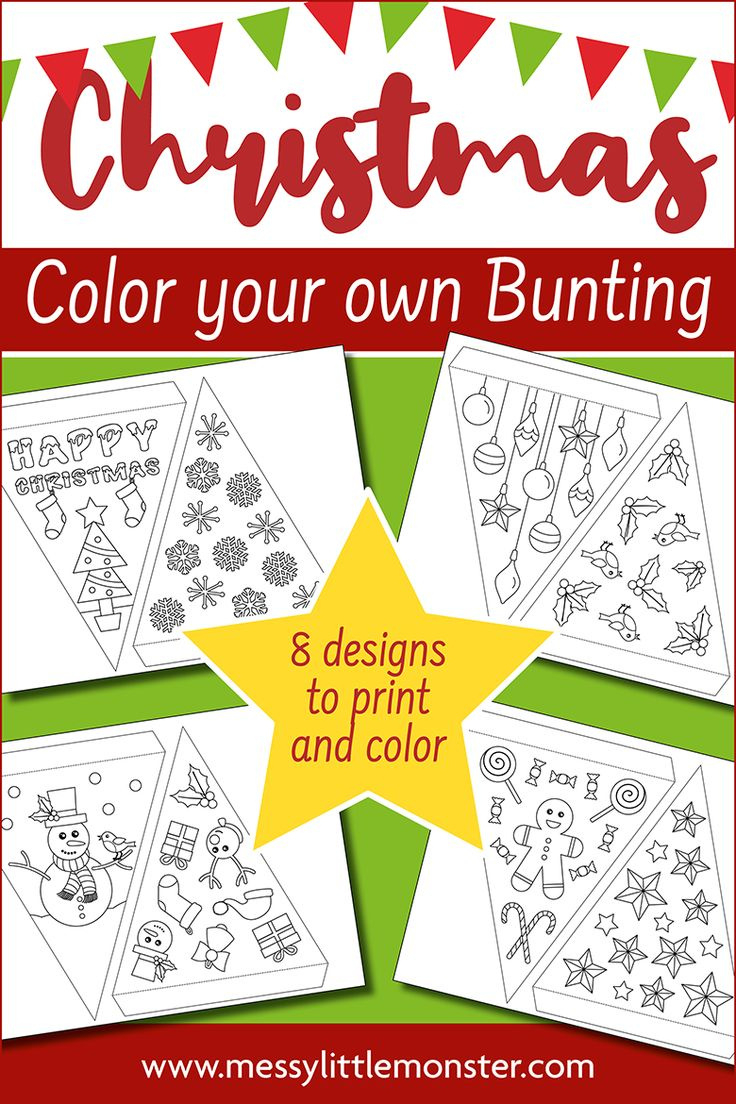 Christmas Paper Bunting - Printable Bunting Template To Colour! within Christmas Bunting Template Printable