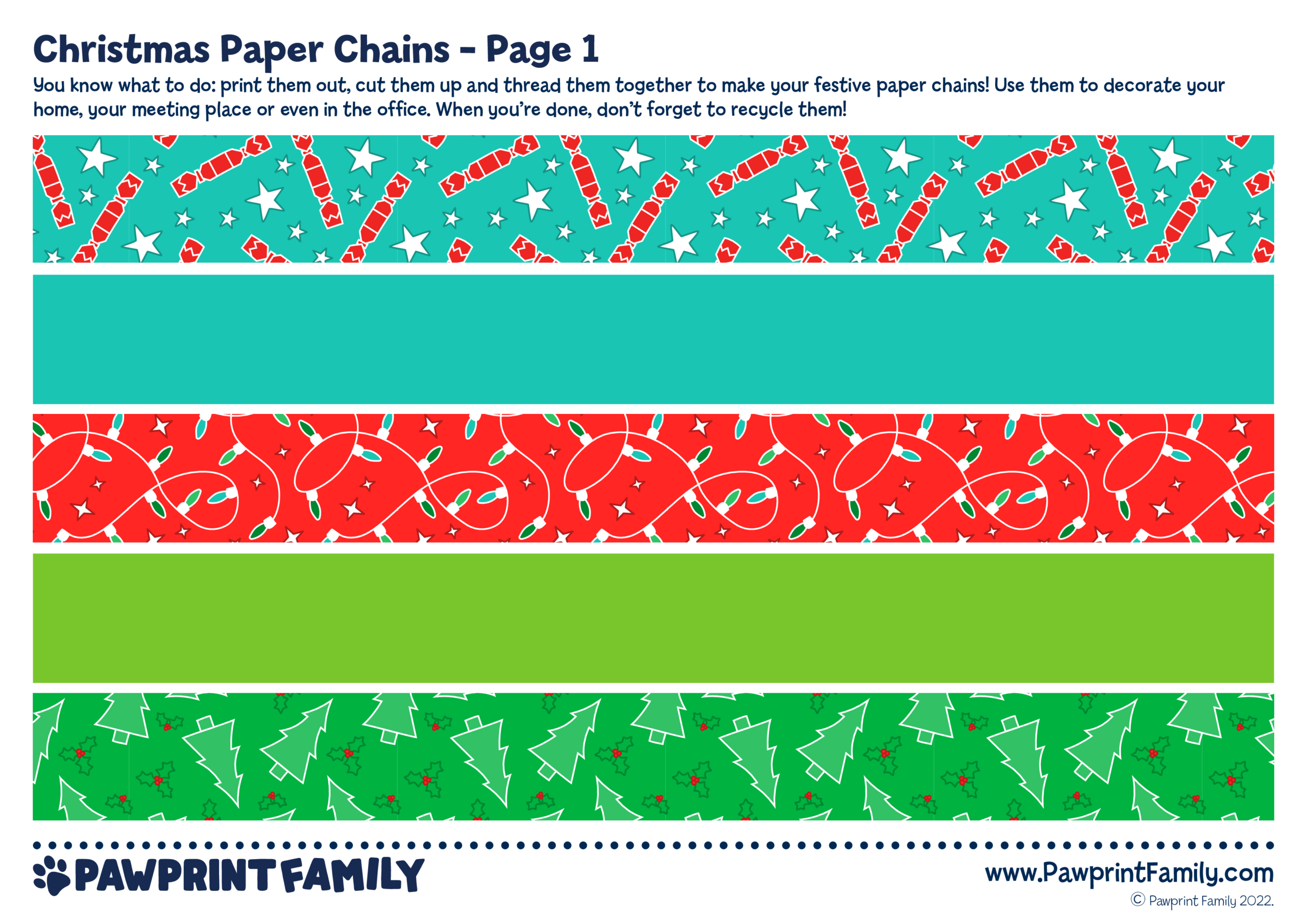 Christmas Paper Chains | Pawprint Family regarding Printable Paper Chains Christmas