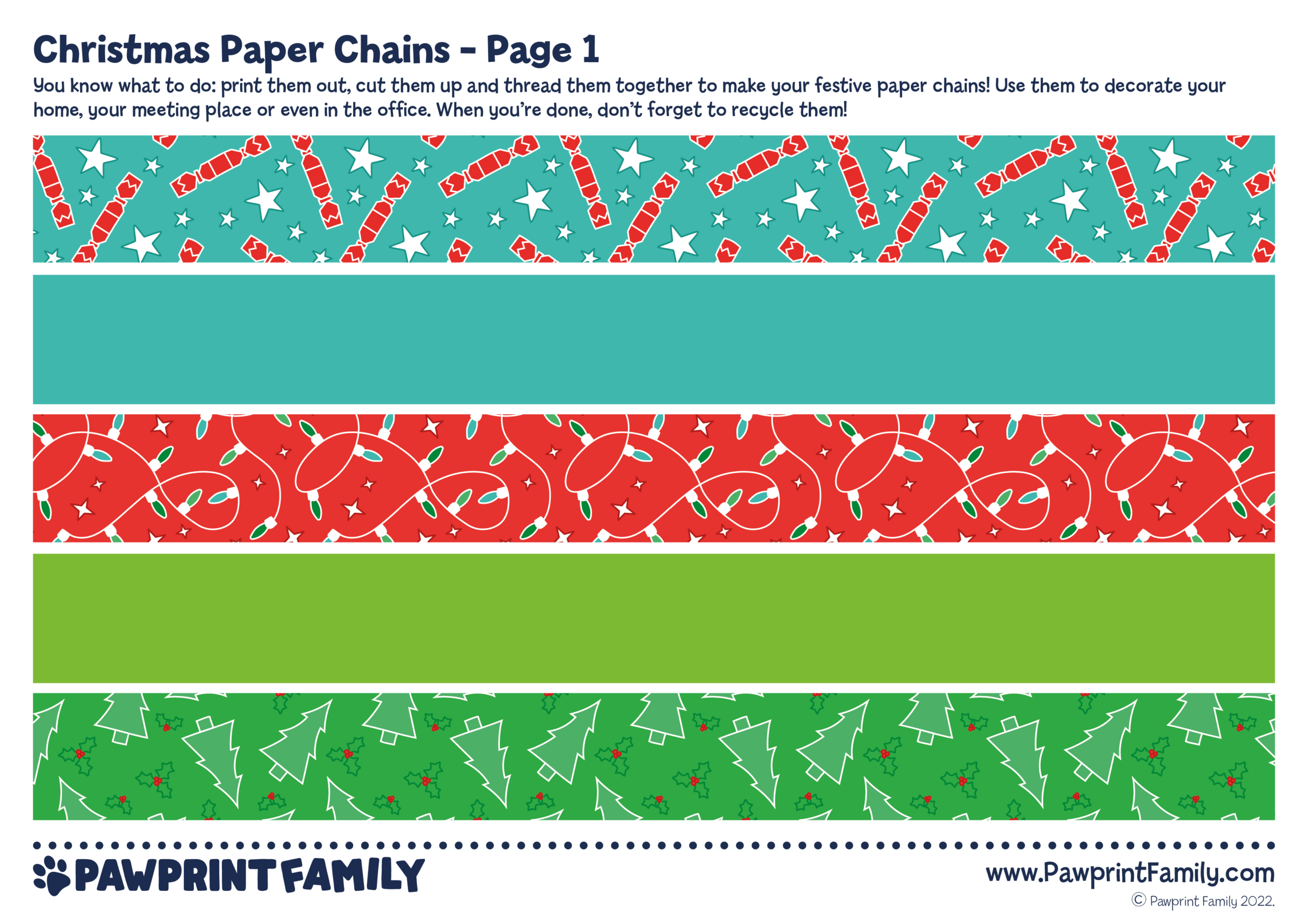 Christmas Paper Chains - Pawprint Family - Worksheets Library within Christmas Paper Chain Printable