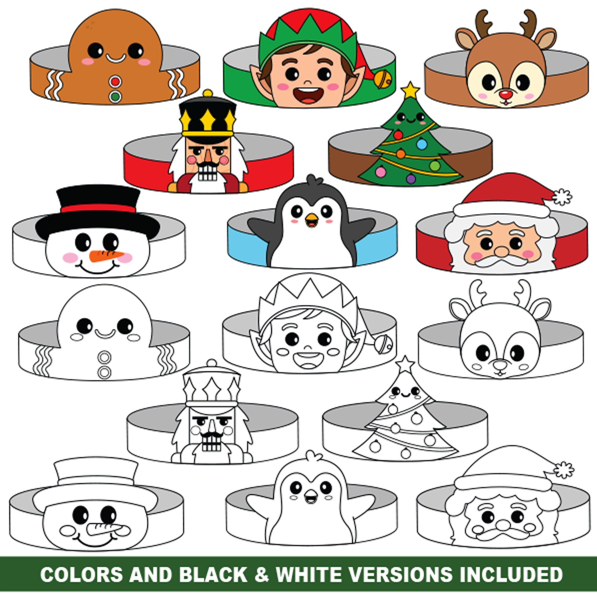 Christmas Paper Crowns | Bundle Of 16 | Printable Christmas Hat with Christmas Crown Printable Free