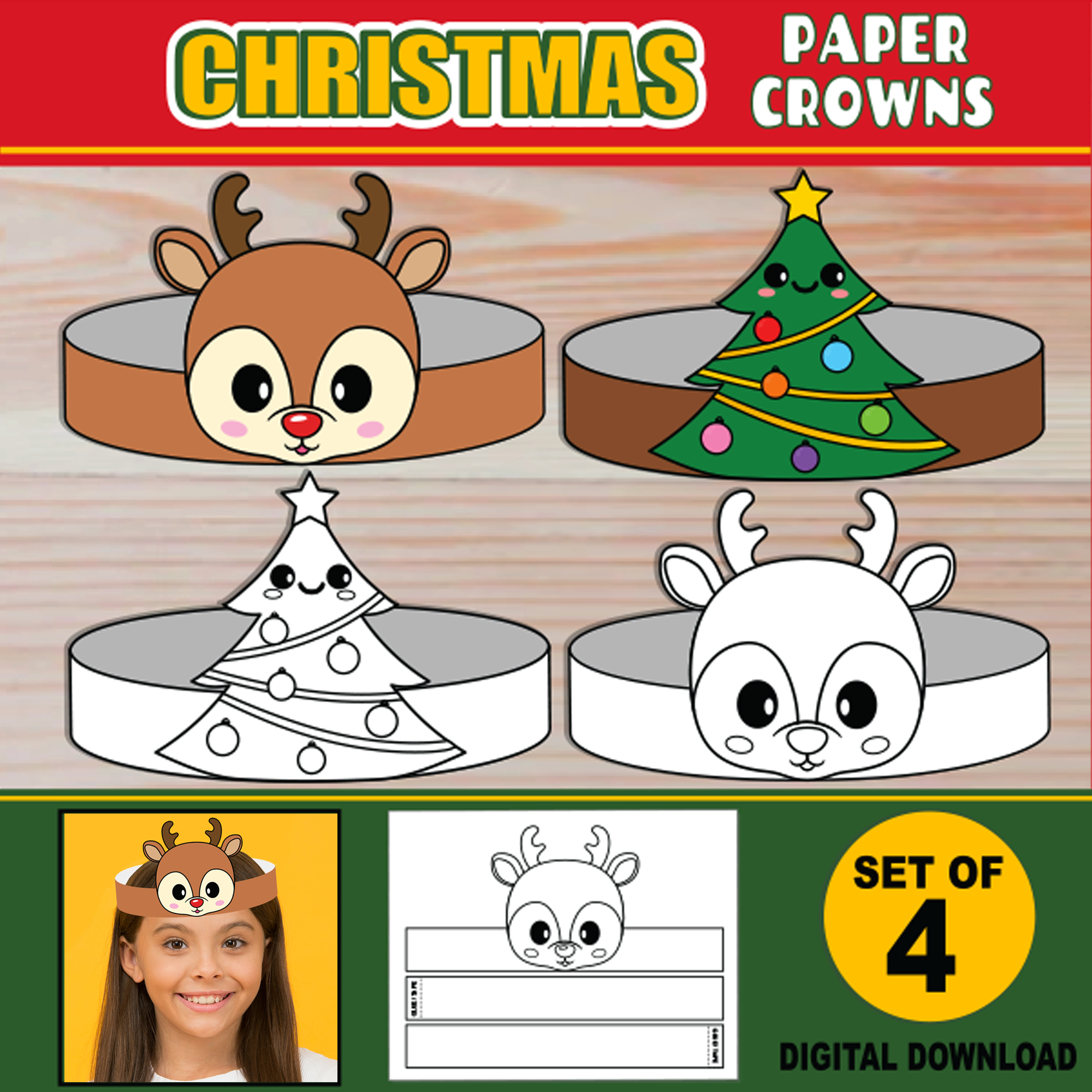Christmas Paper Crowns For Kids | Printable Paper Hat Headbands intended for Christmas Headband Craft Template