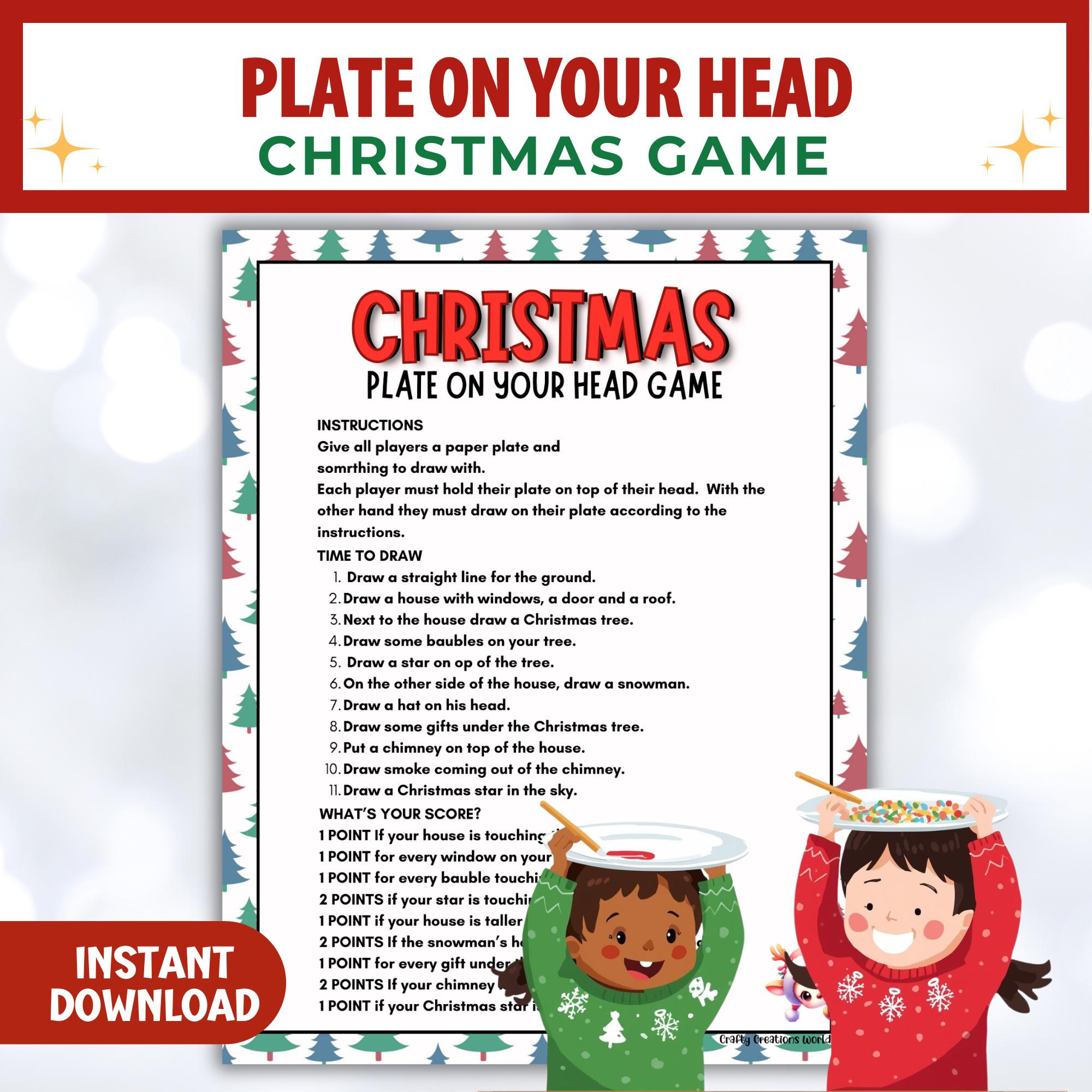 Christmas Paper Plate Drawing Game - Etsy in Christmas Paper Plate Game Printable