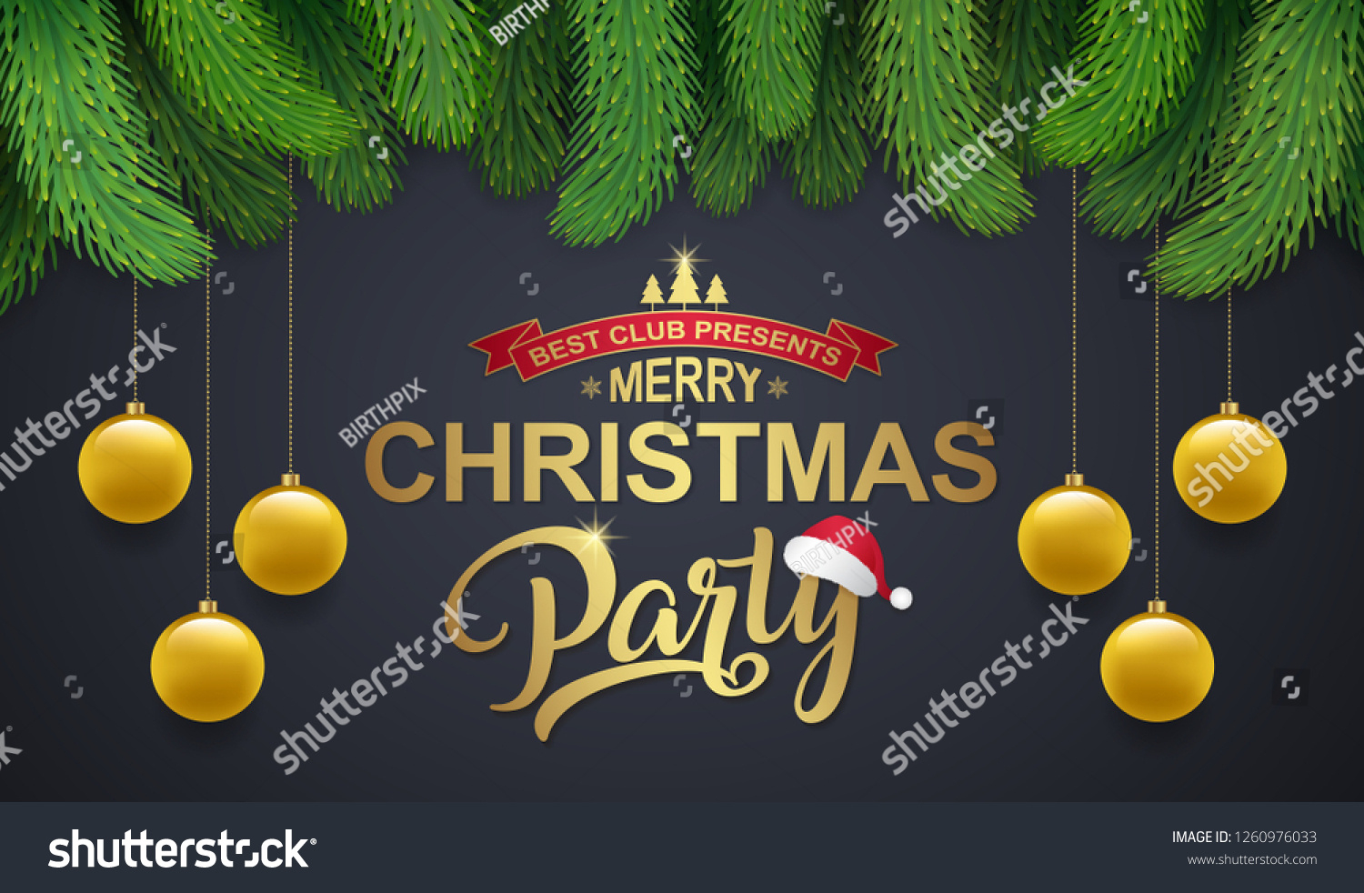 Christmas Party Banner Design Template Typography Stock Vector inside Christmas Party Banner Printable