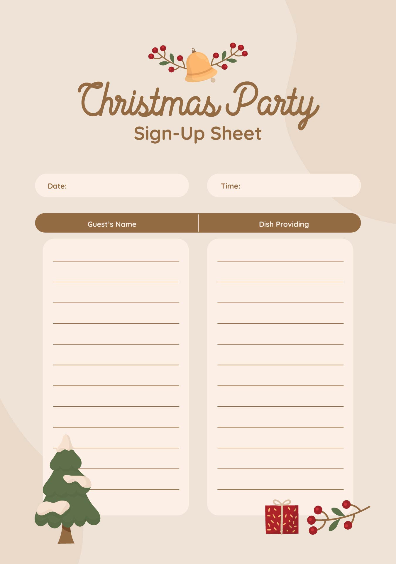 Christmas Party Sign Up Sheet - 15 Free Pdf Printables | Printablee in Christmas Party Sign Up Sheet Templates Free