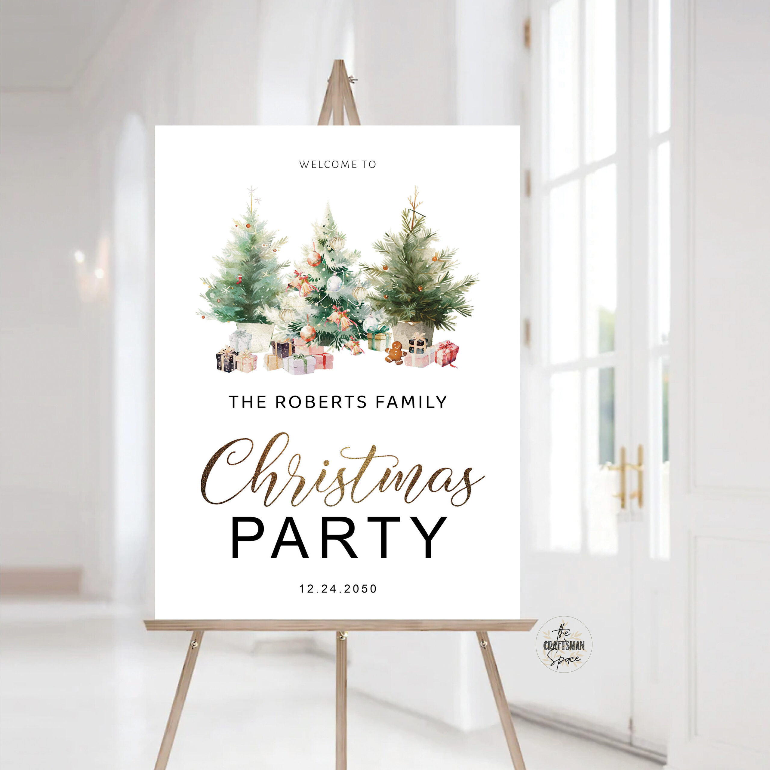 Christmas Party Welcome Sign: Printable Holiday Poster, Winter intended for Holiday Welcome Sign Printable