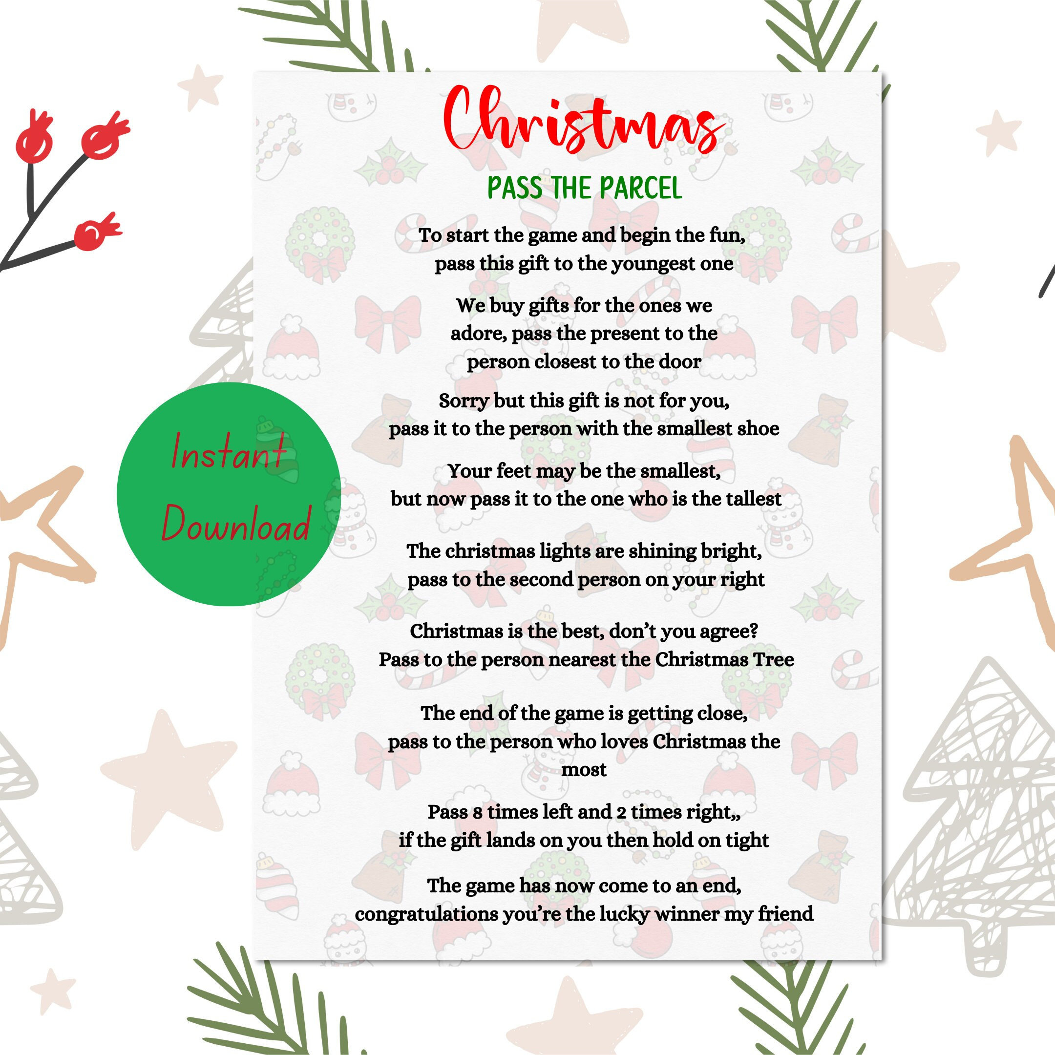Christmas Pass The Parcel Game, Printable Pass The Parcel Game with regard to Christmas Pass the Parcel Game Free Printable