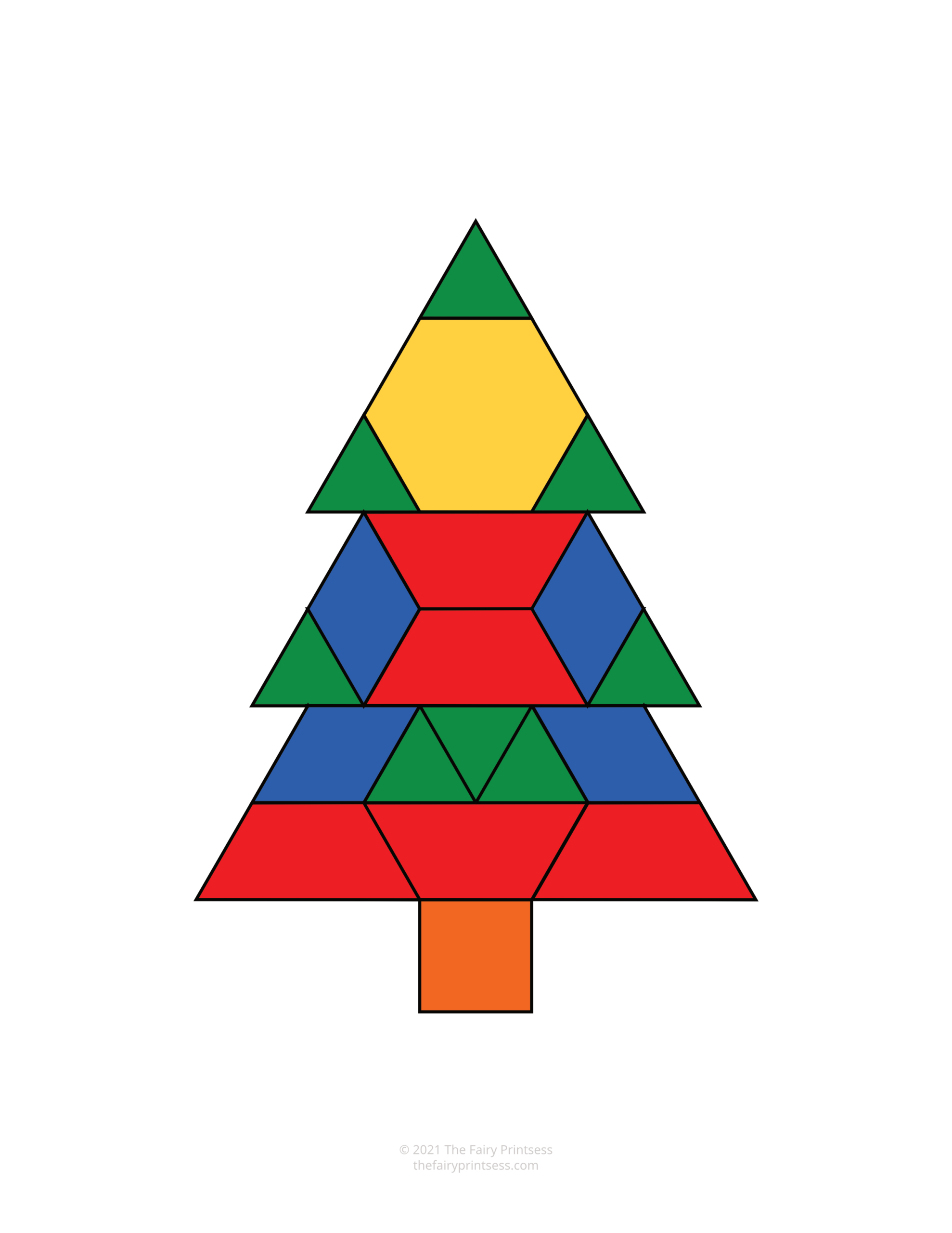 Christmas Pattern Block Templates-Free Printable Shape Mats with Christmas Pattern Blocks Printable