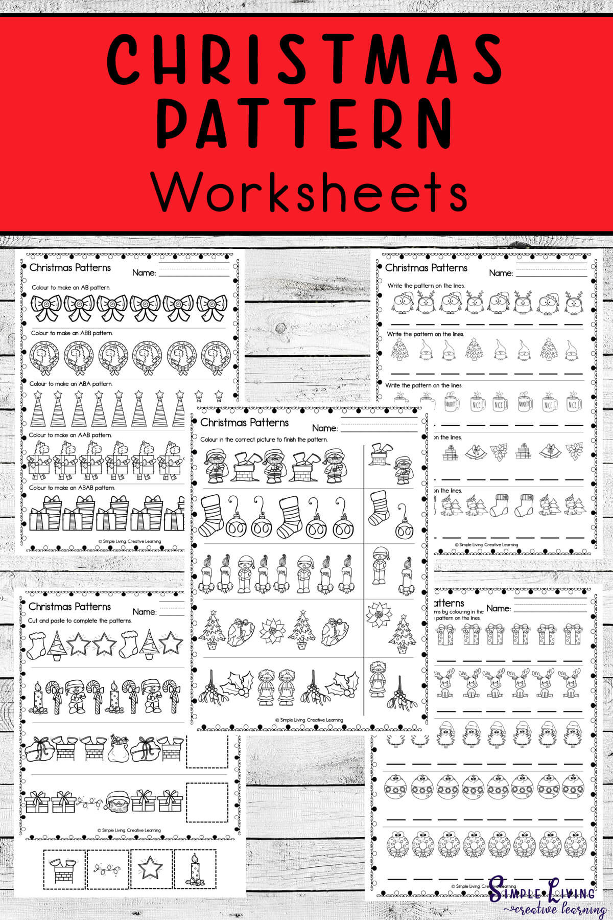 Christmas Pattern Worksheets - Simple Living. Creative Learning inside Christmas Pattern Worksheets Printable