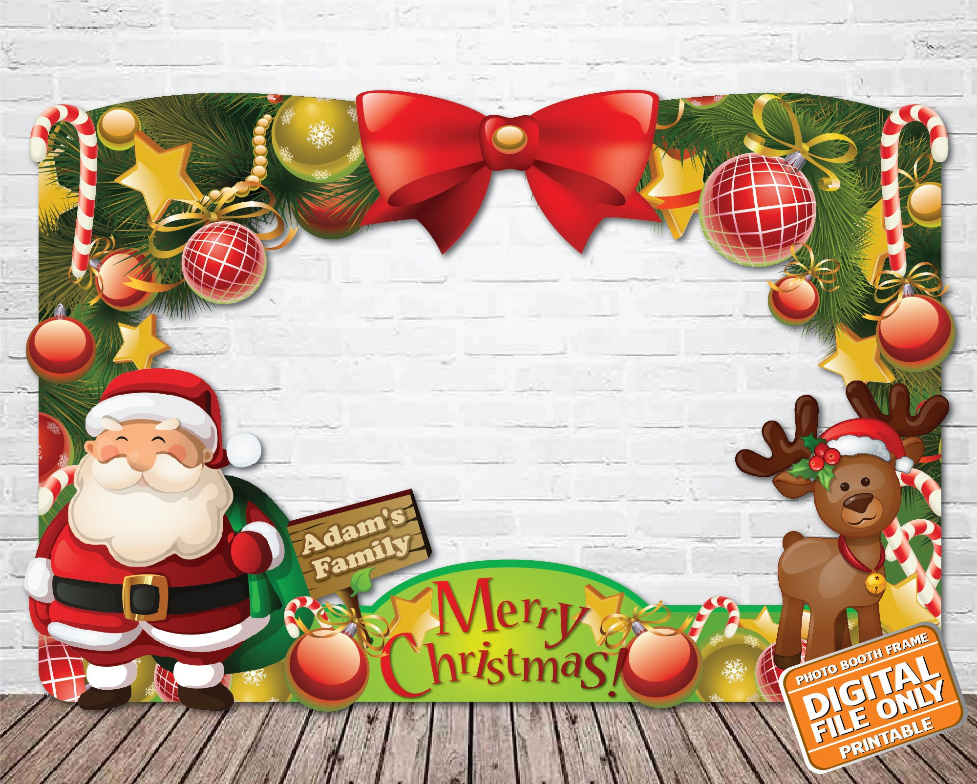 Christmas Photo Booth Frame, Digital File Only - Etsy for Christmas Photo Frame Printable