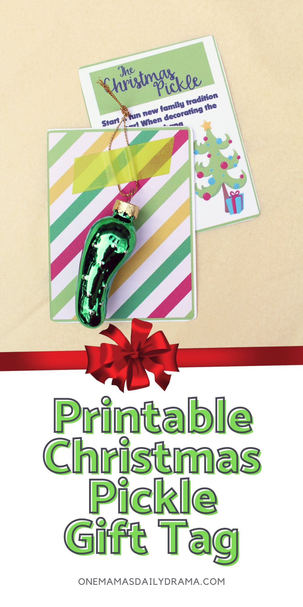 Christmas Pickle Ornament Gift With Printable for Christmas Pickle Legend Printable