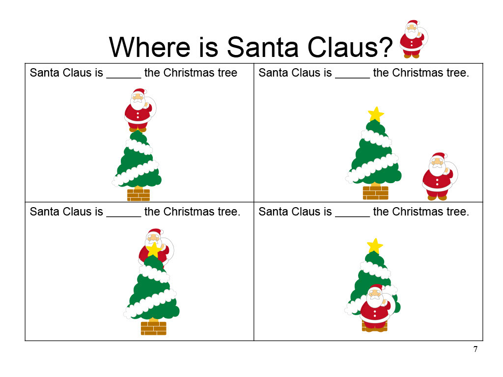 Christmas Prepositions Activity in Christmas Prepositions Worksheet