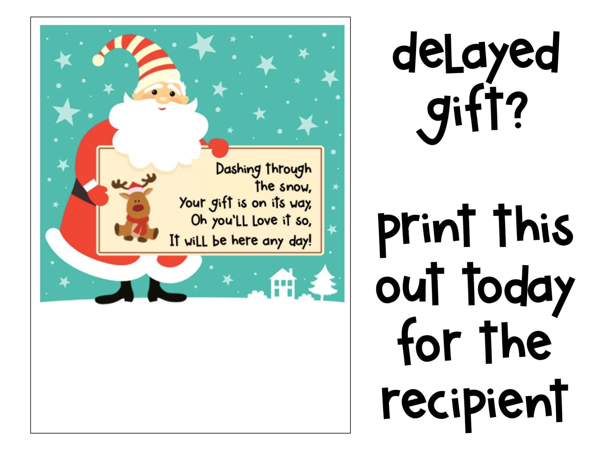 Christmas Present Is Delayed Card | Your Gift Is On Its Way in Belated Christmas Card Printable