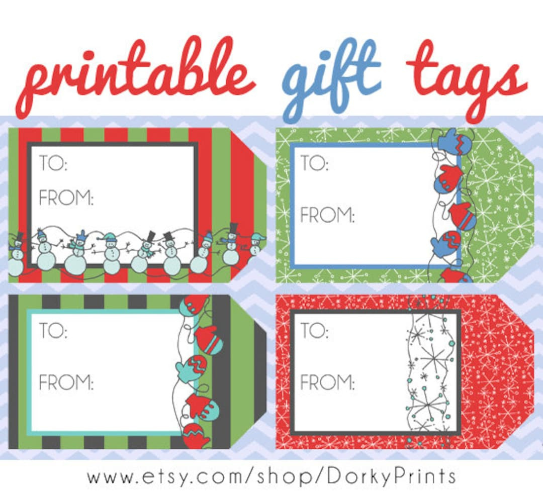 Christmas Printable Gift Tags Pdf - Printable Party Supplies inside Etsy Printable Christmas Tags