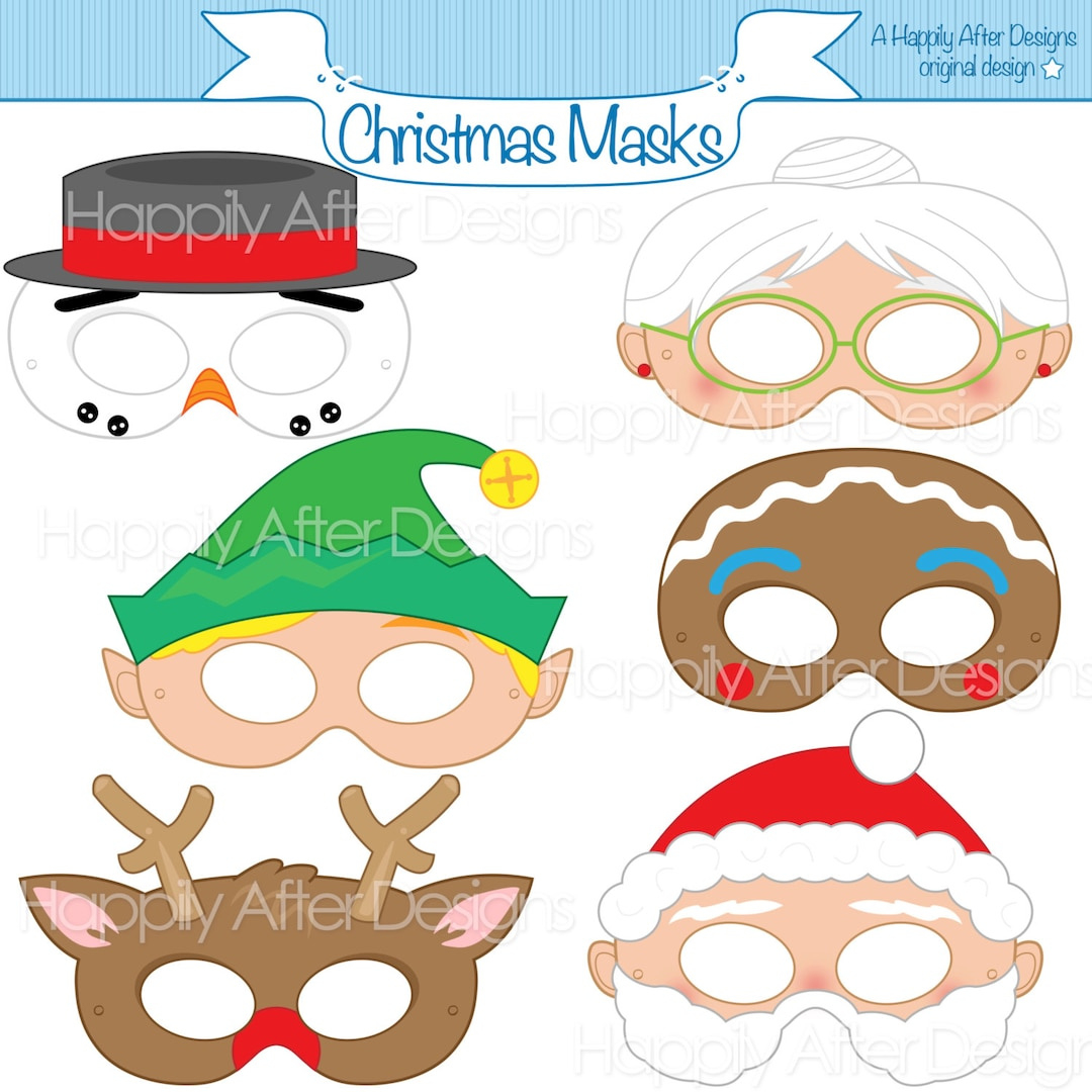 Christmas Printable Masks, Santa Mask, Snowman Mask, Rudolph intended for Elf Mask Printable