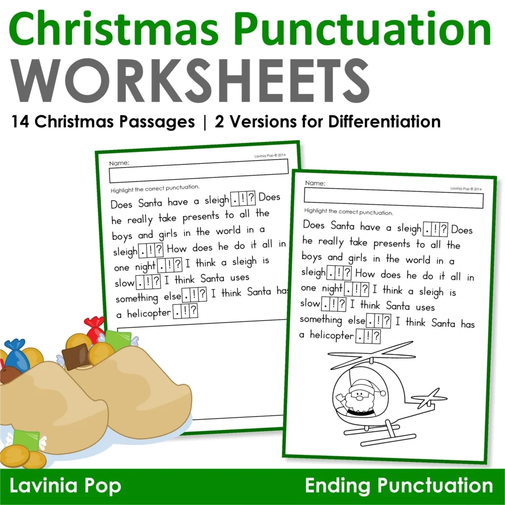 Christmas Punctuation Worksheets For First Grade - In My World intended for Christmas Punctuation Worksheets