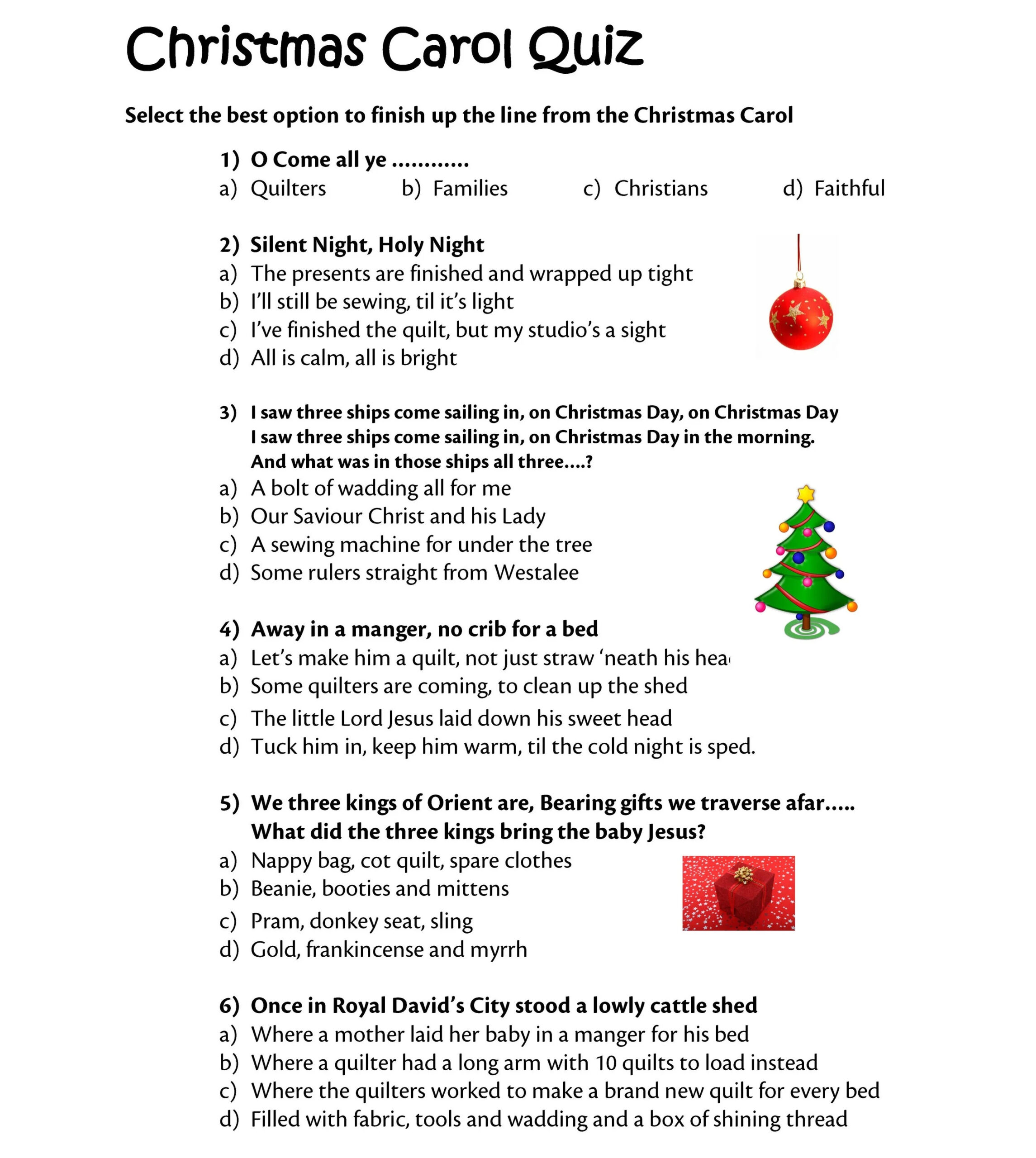 Christmas Quizzes For Quilters. Quiz One Is Just For Fun. — Duck with A Christmas Carol Quiz Printable